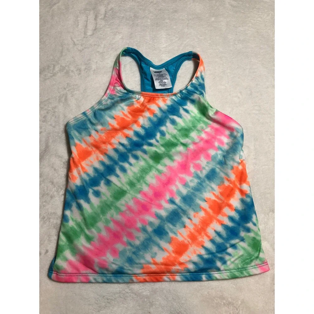 5/$25 Lands' End Tankini Top Girls 10 Multi-Color Tie Dye Racerback Swimwear